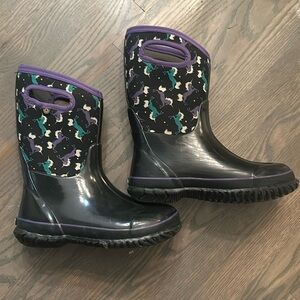 Black with unicorn Bogs boots